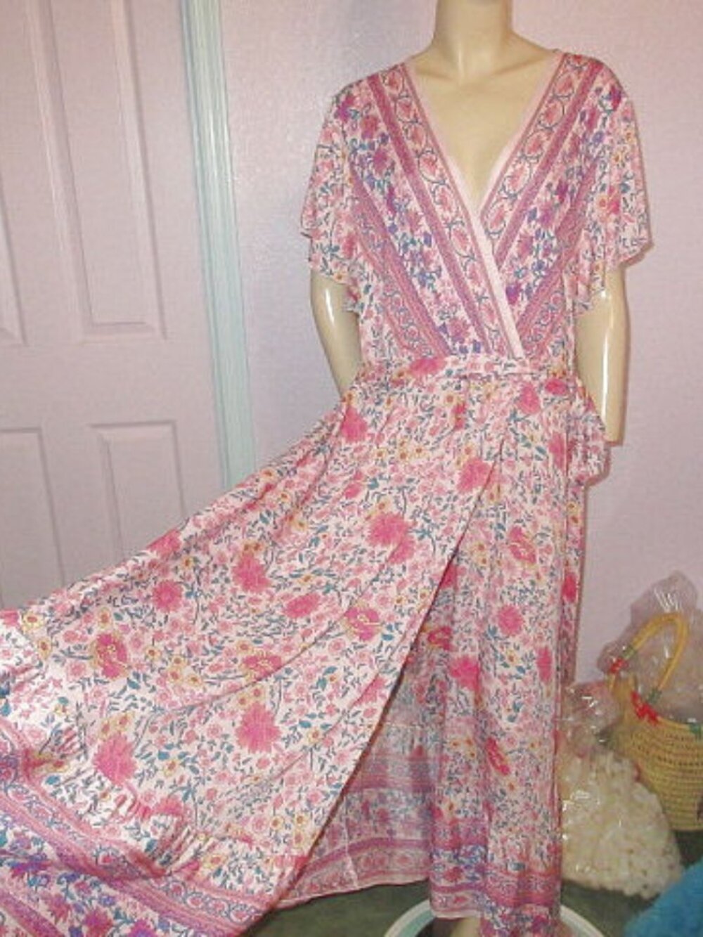 BloomChic Garden Floral Maxi Dress Size 24 3X Tiered Wrap Boho Flutter Fairy NWT